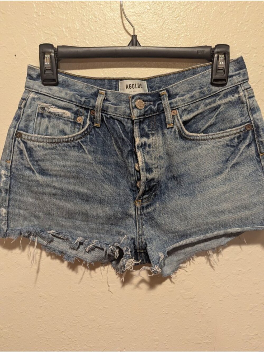 AGOLDE Parker Vintage Cut Off Shorts 25 High Rise Distressed Denim Organic